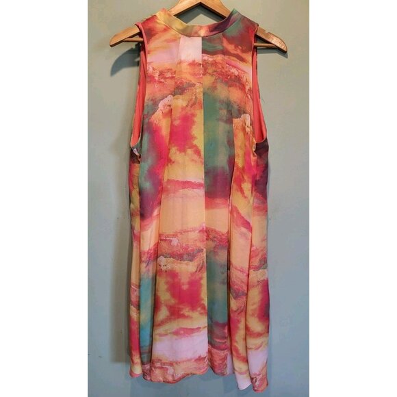 Vtg Signature By Robbie Bee Multicolor Sleeveless Flowy A- Line Dress Sz 14 - Picture 1 of 8